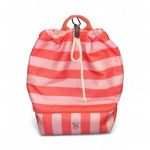 Victoria's Secret Pink and Coral Striped Backpack